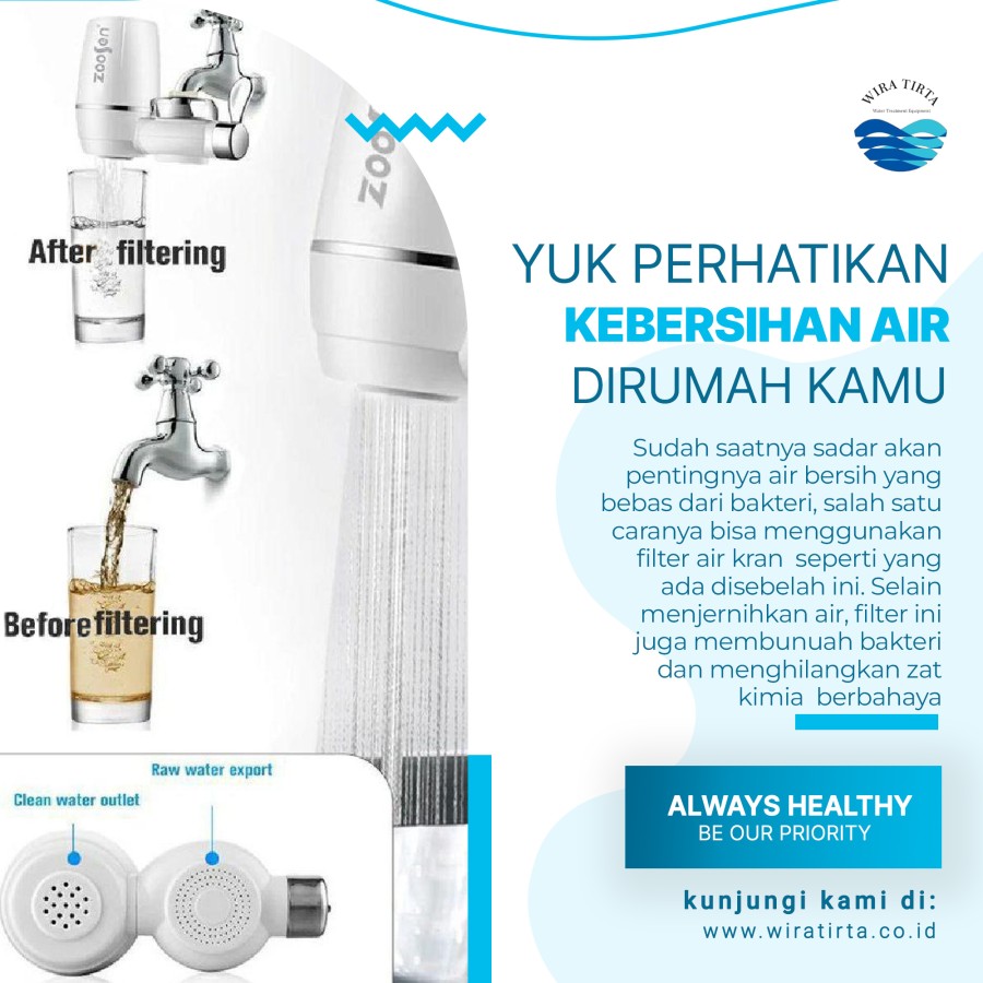 Zoosen Water Purifier Filter Penyaring Kran Air Anti Bakteri ZSW-010A