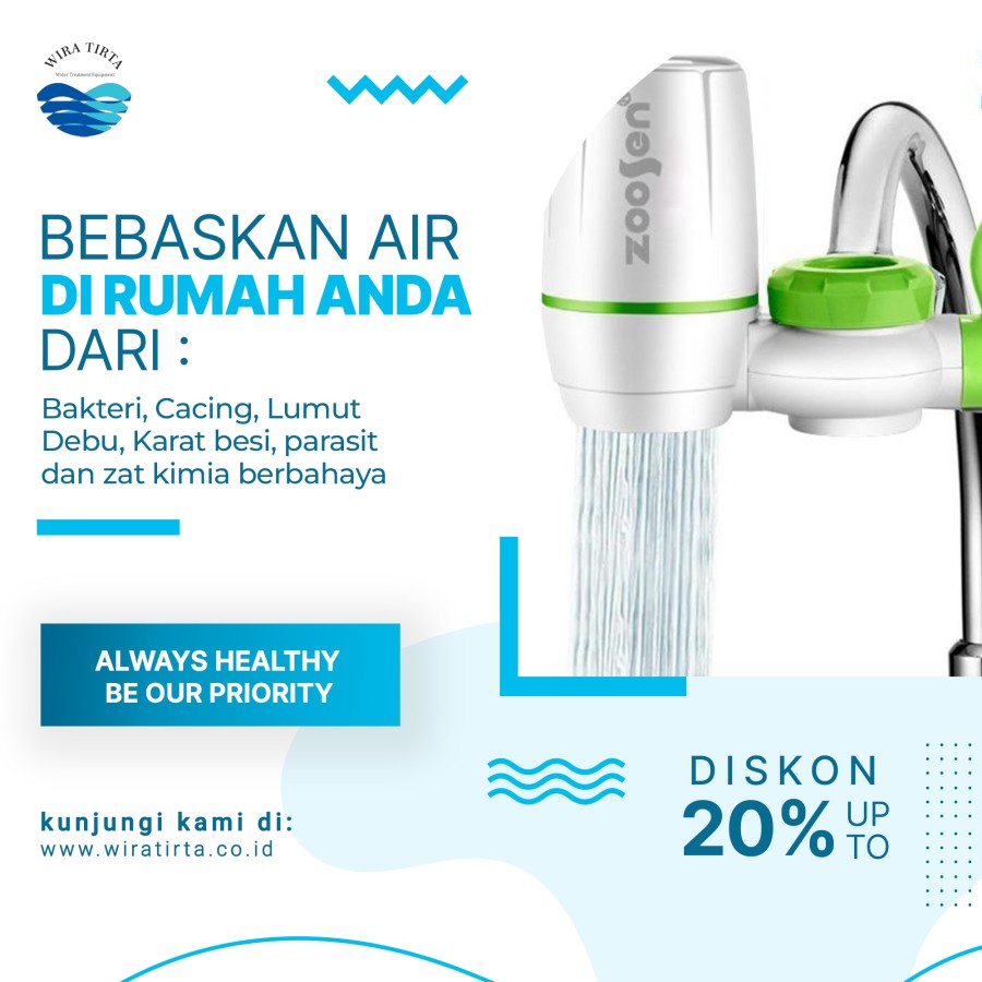 Zoosen Water Purifier Filter Penyaring Kran Air Kotor (ZSW-010c)